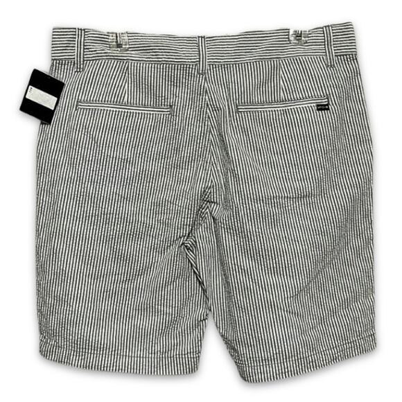 Union Chino Shorts Button Closure Zip Fly Striped Seersucker Gray/White 34R NWT - Picture 5 of 10